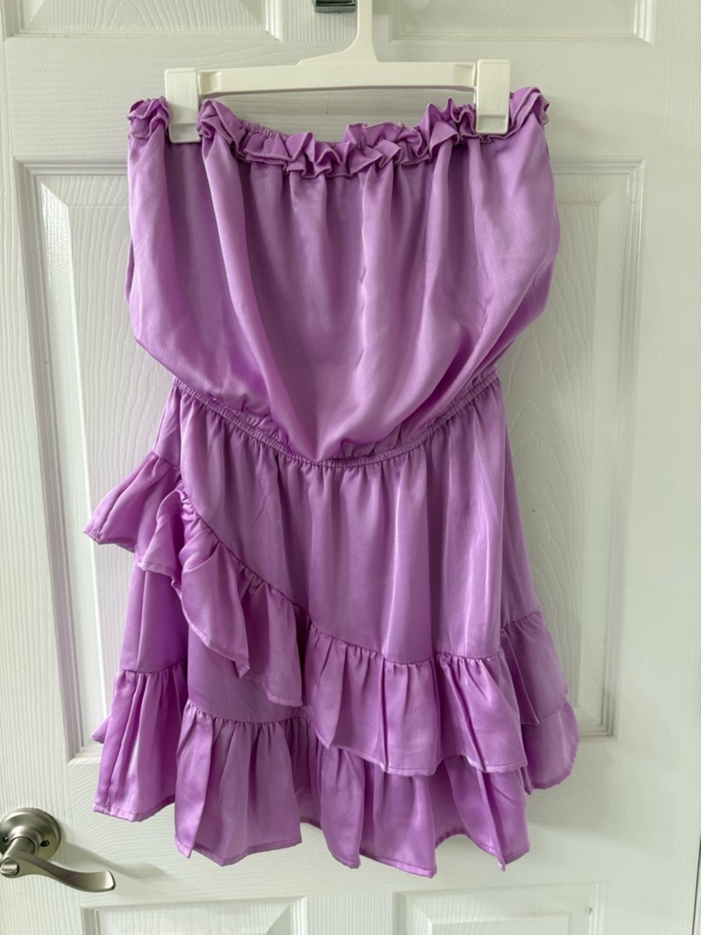 glam Lavender Ruffled Strapless Dress